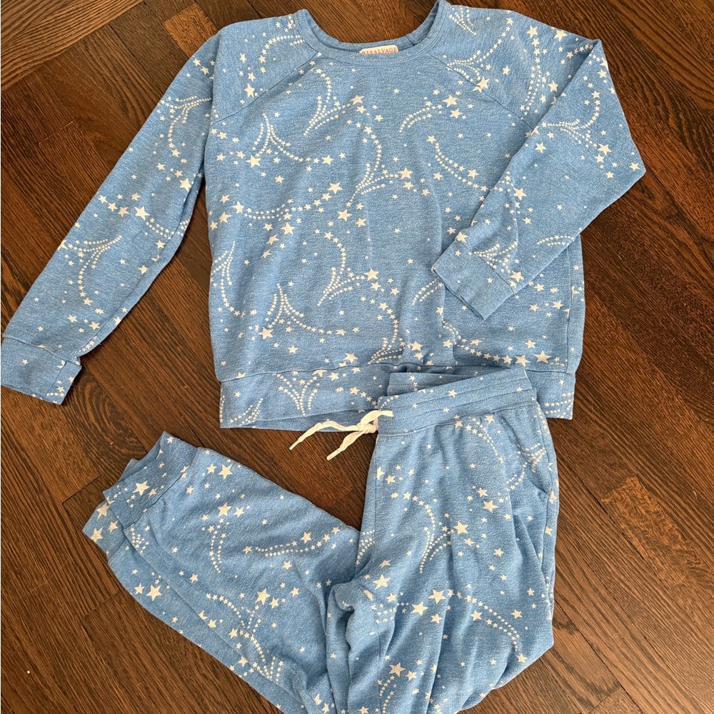 PJ Salvage Pajama Set in Blue with Starry Design